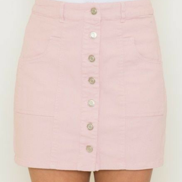 Mini Buttons Dusty Pink Skirt - Picture 4 of 5